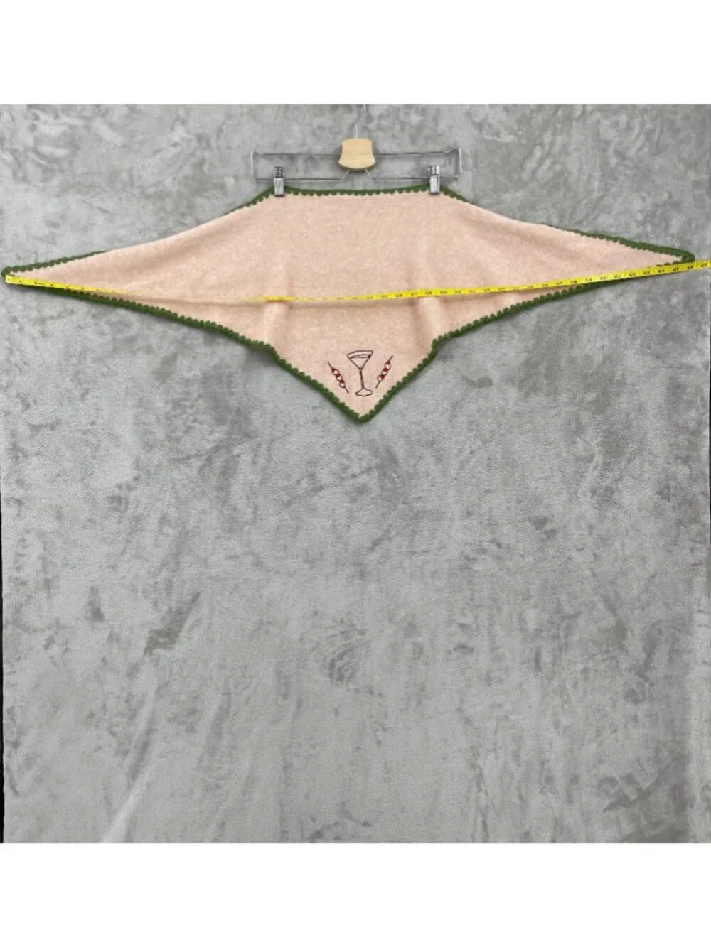 Anthropologie Maeve Martini Embroidered Triangle Scarf Peach Green Twee